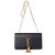 Black Leather Clutch with Metal Tassel